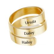 Vergulde Ring met gravering 3 namen