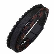 Heren Armband Zwart Leder
