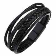 Heren Armband Zwart Leder