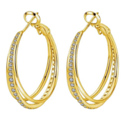 Oorringen “Sparkling Triple Hoops” Verguld of Verzilverd