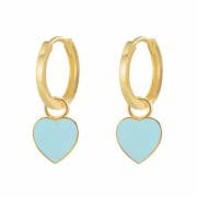 Vergulde Creolen met Turquoise Hartjes