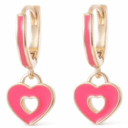 Vergulde oorbellen “Bright Pink Open Heart”