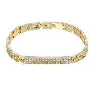 Vergulde schakelarmband met zirconia