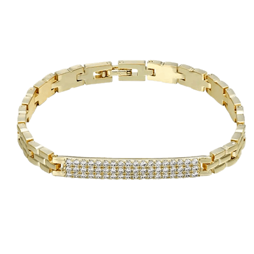Vergulde schakelarmband met zirconia